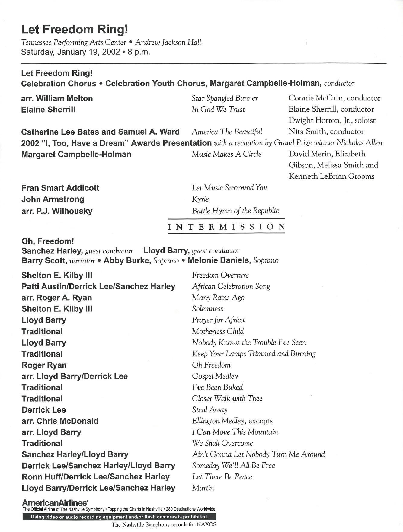 2002 LFS Program Listing