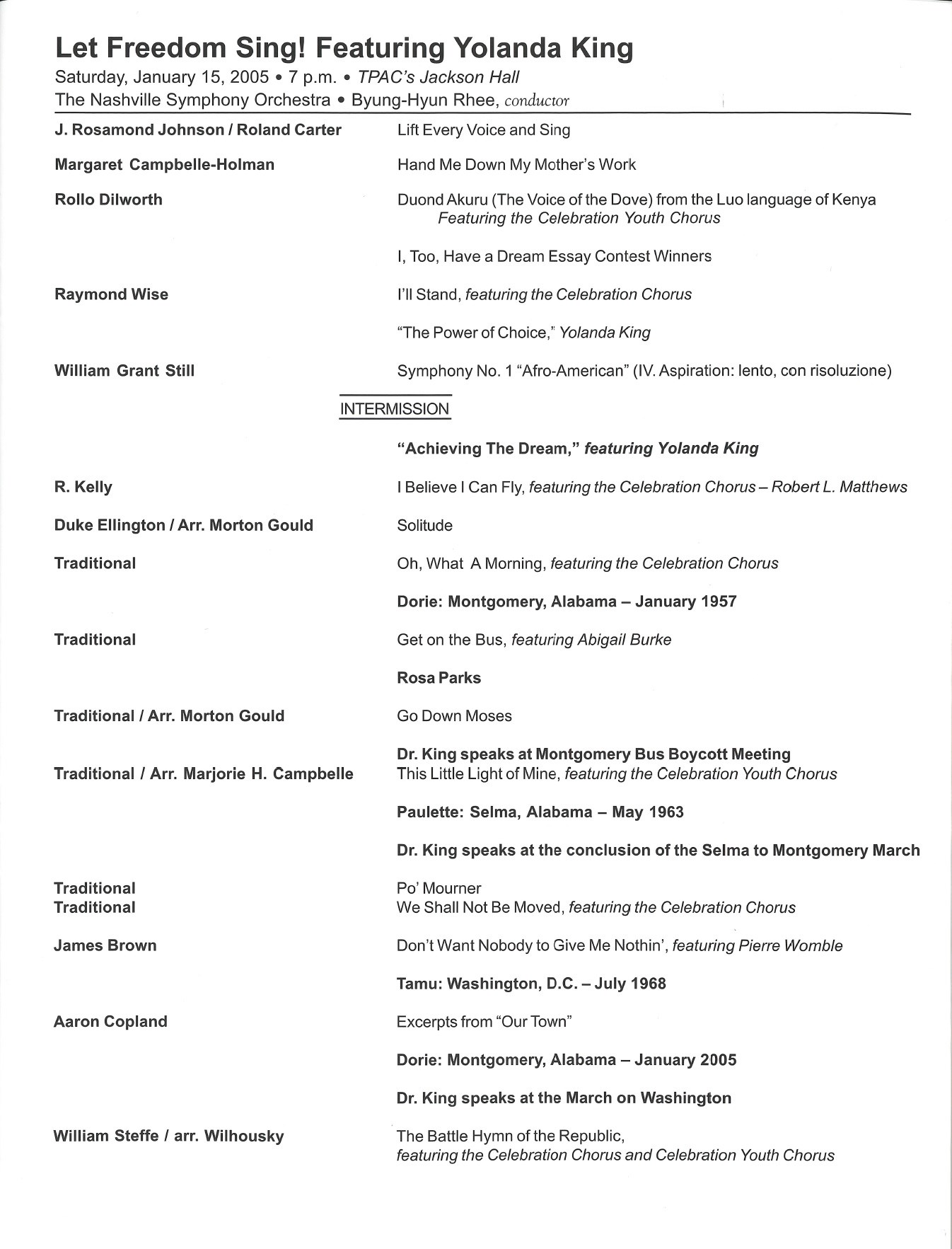 2005 LFS Program listing